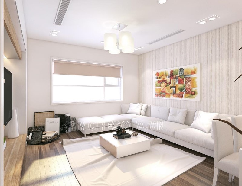 Ghế sofa góc nỉ đẹp màu trắng